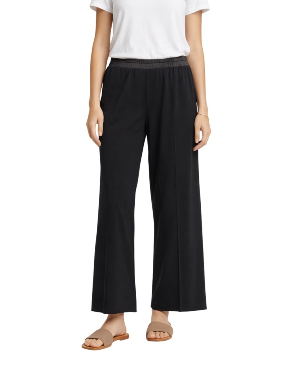 ATM Anthony Thomas Melillo Wide Leg‎ Pull On Pants Black Satin Waist Medium